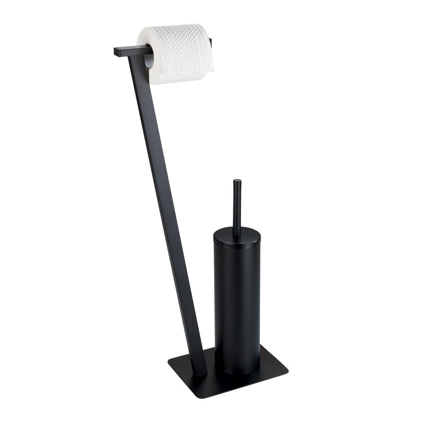 Schwarze Stand-WC-Garnitur mit Toilettenbürste