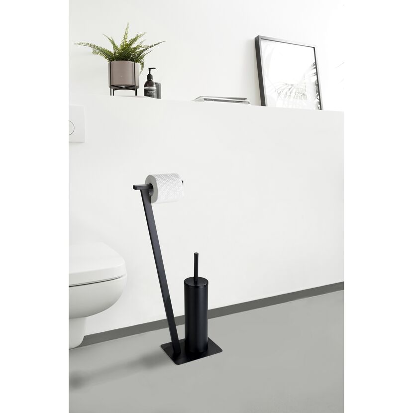 Schwarze Stand-WC-Garnitur mit Toilettenbürste