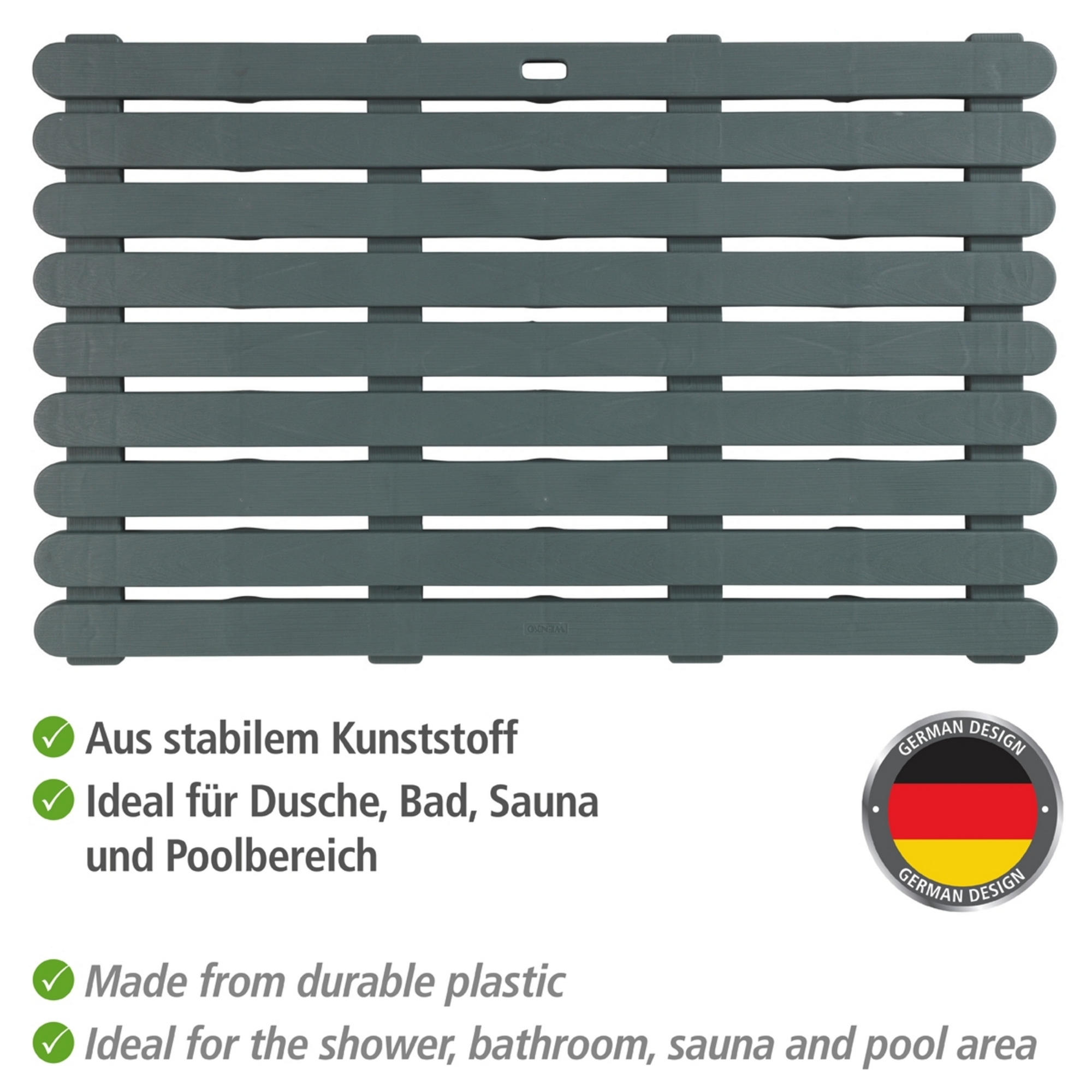 Badematte 'Indoor & Outdoor' Kunststoff grau 80 x 50 cm + product picture