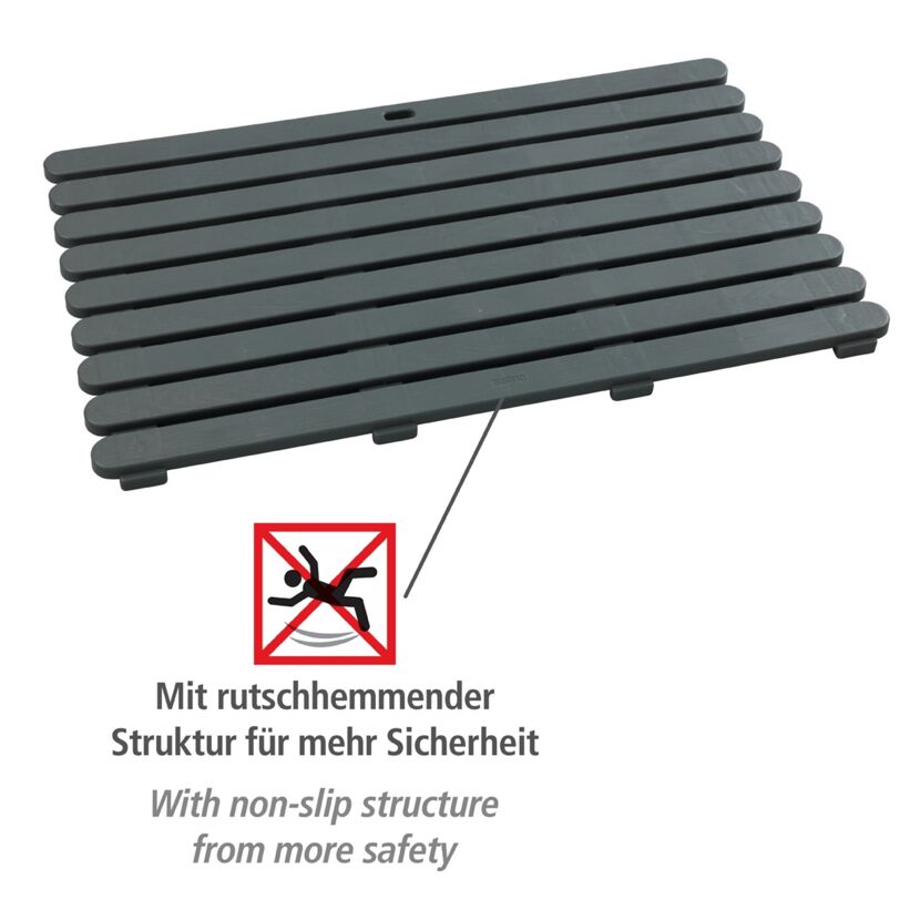 Graue rutschhemmende  Badematte
