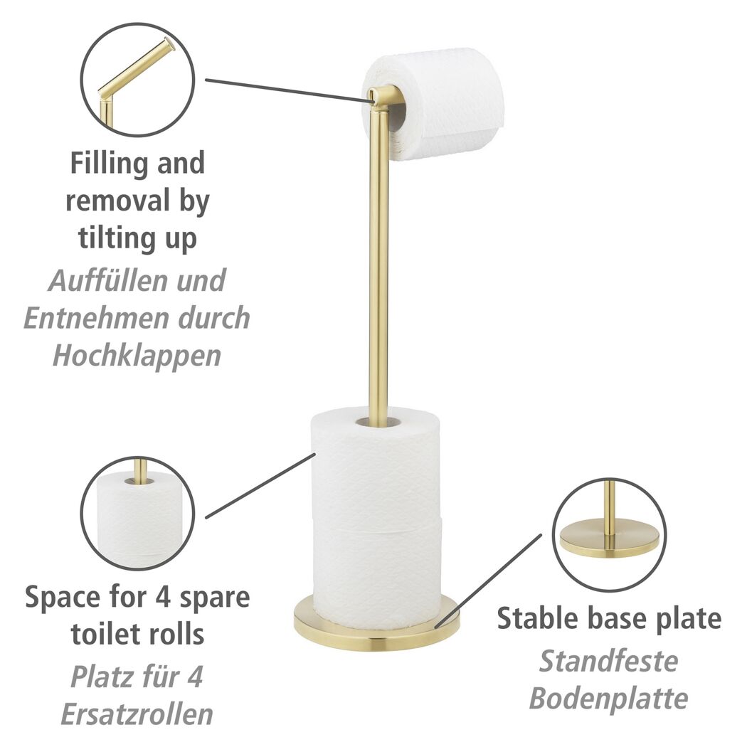 Goldener Toilettenpapierhalter mit Ersatzrollenhalter
