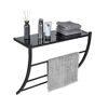 Schwarzes Handtuchregal mit Glasplatte