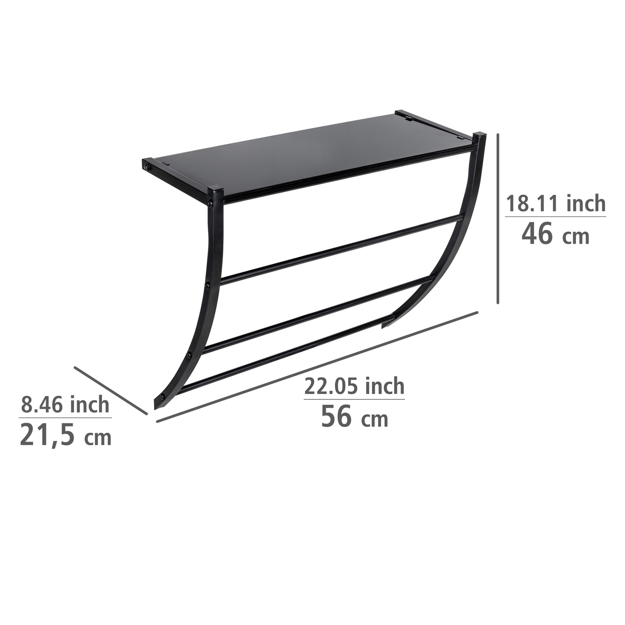 Bad-Wandregal 'Tarderia' schwarz Glasablage 56 x 21,5 x 46 cm + product picture