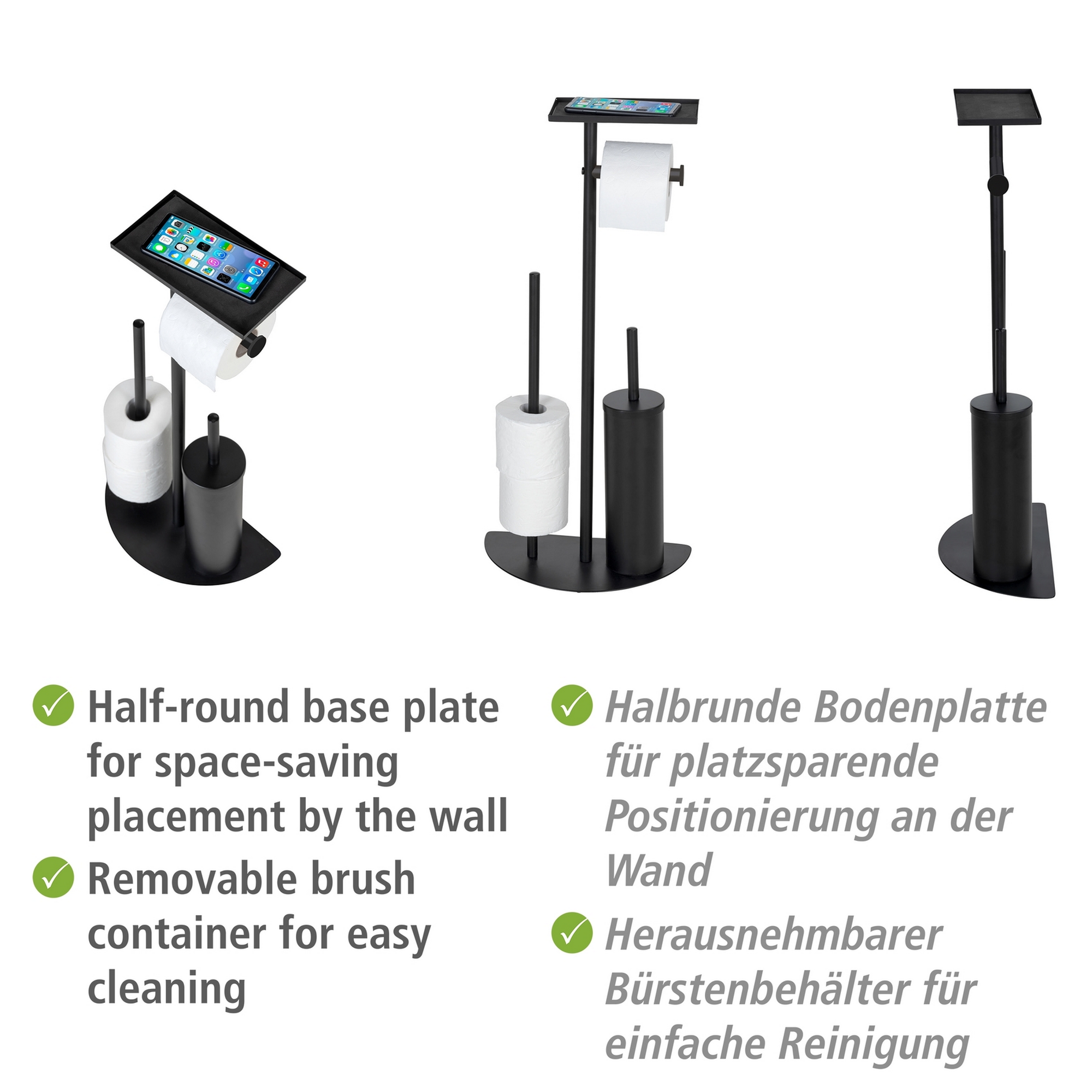 Stand WC-Garnitur 'Cosenza' 4-in-1 matt schwarz mit Ablage + product picture