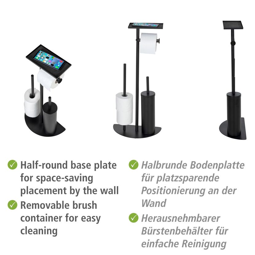 Schwarzer Toilettenpapierhalter mit Toilettenbürste