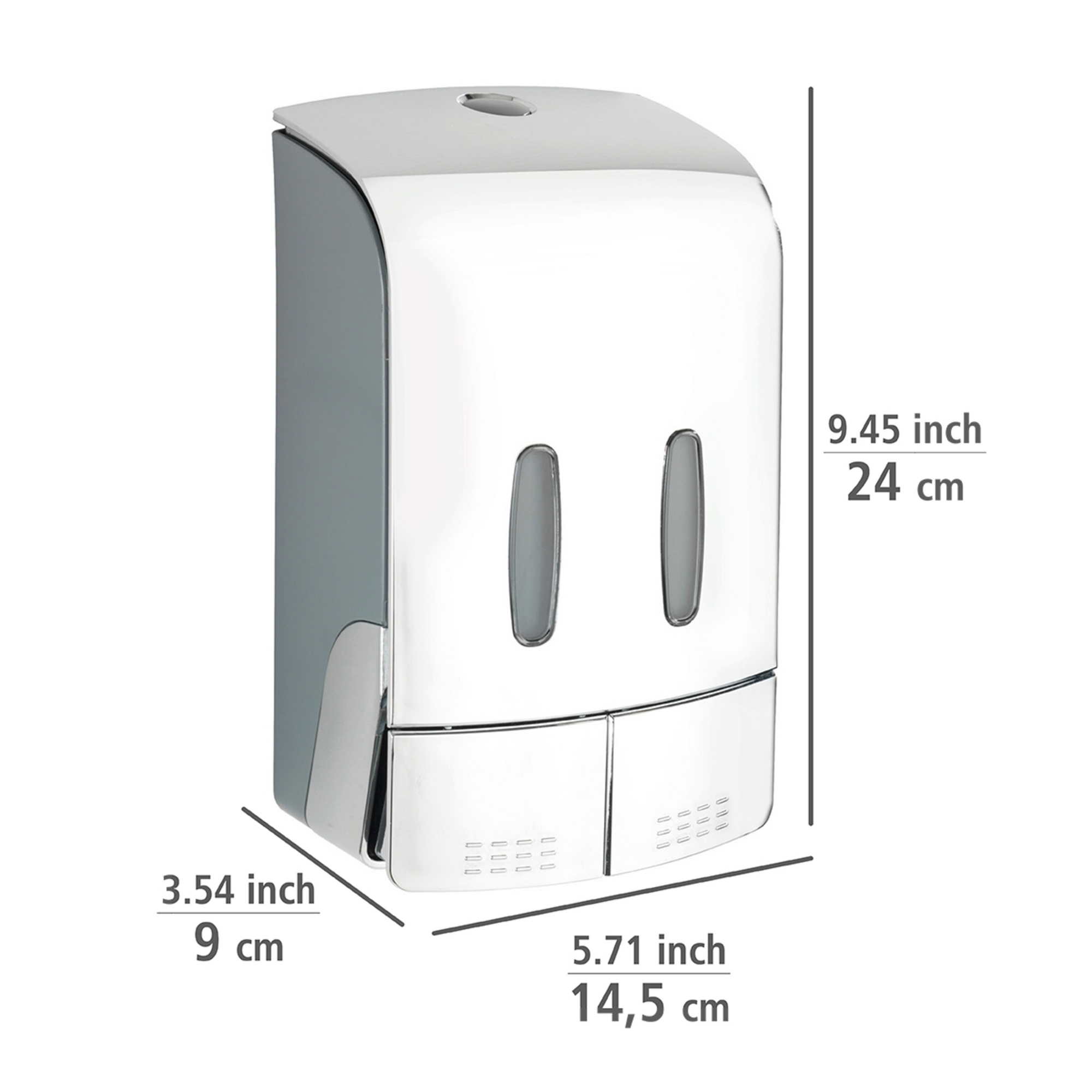 2-Kammer Seifenspender 'Tartas' chromfarben, je Kammer 480 ml + product picture