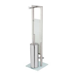 Stand WC-Garnitur 'Rivalta' 3-in-1 edelstahlfarben Standfuß aus Glas