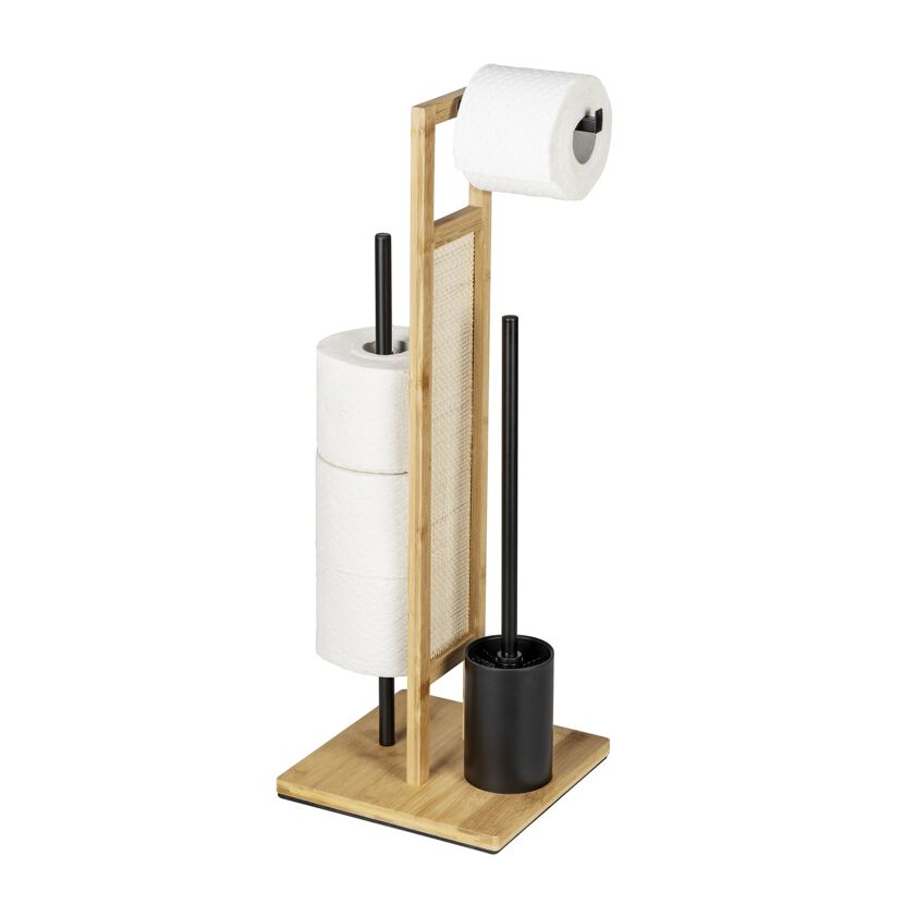 Stand-WC-Garnitur aus Bambus mit Toilettenbürste