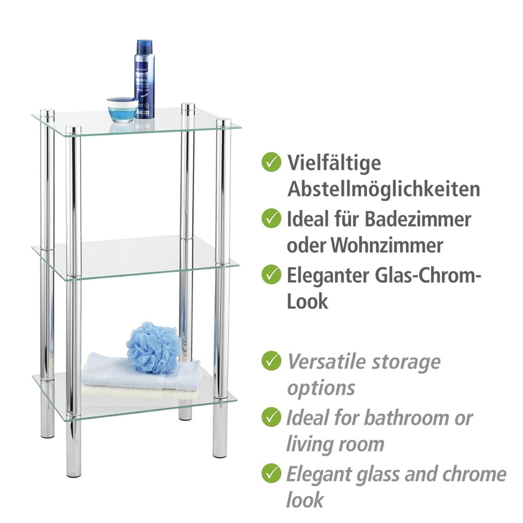 Chromregal mit Glasböden
