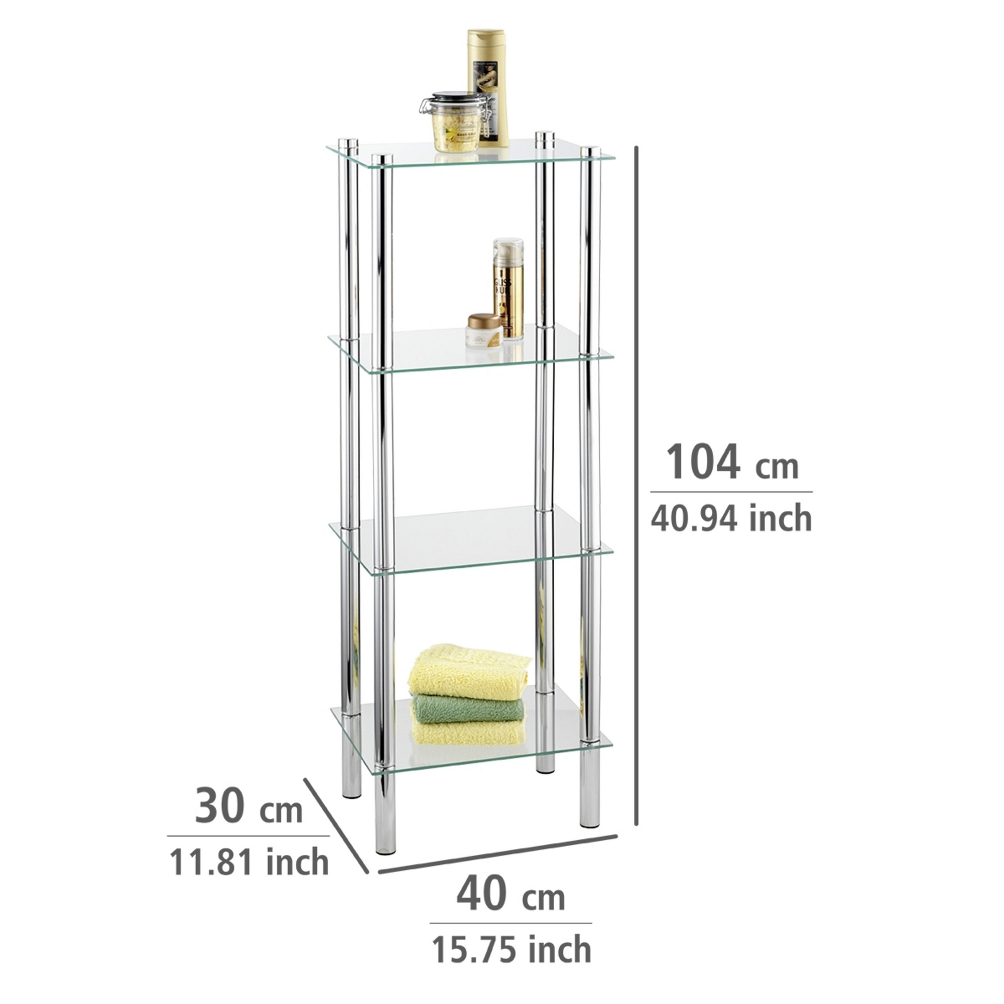 Regal 'Yago' Edelstahl 4 Glasböden 40 x 30 x 104 cm + product picture