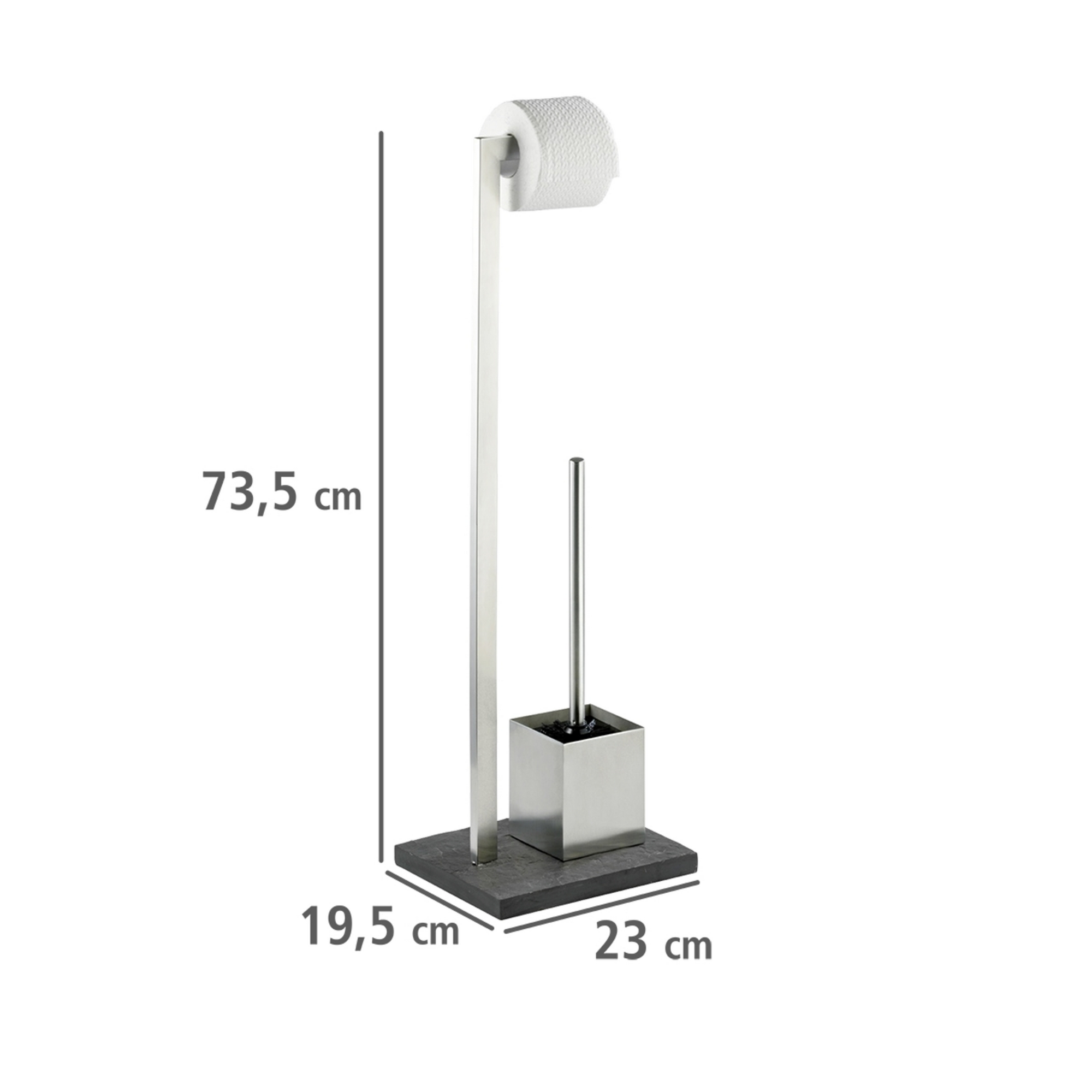 Stand WC-Garnitur 'Slate Rock' 2-in-1 schieferfarben/edelstahlfarben + product picture