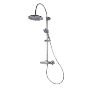 Duschsystem 'Aquamaxx 200' chromfarben mit Thermostat, runde Kopfbrause