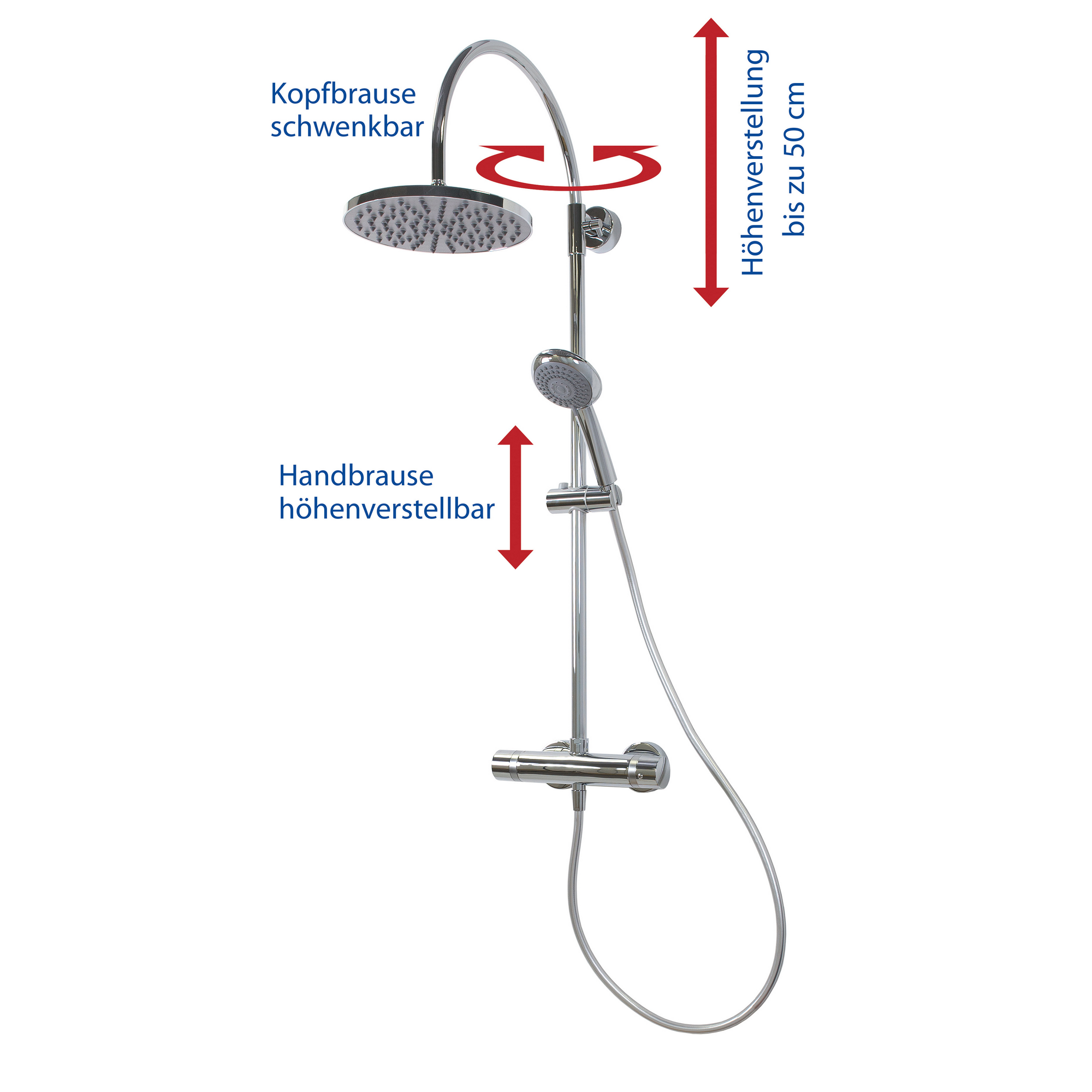 Duschsystem 'Aquamaxx 200' chromfarben mit Thermostat, runde Kopfbrause + product picture