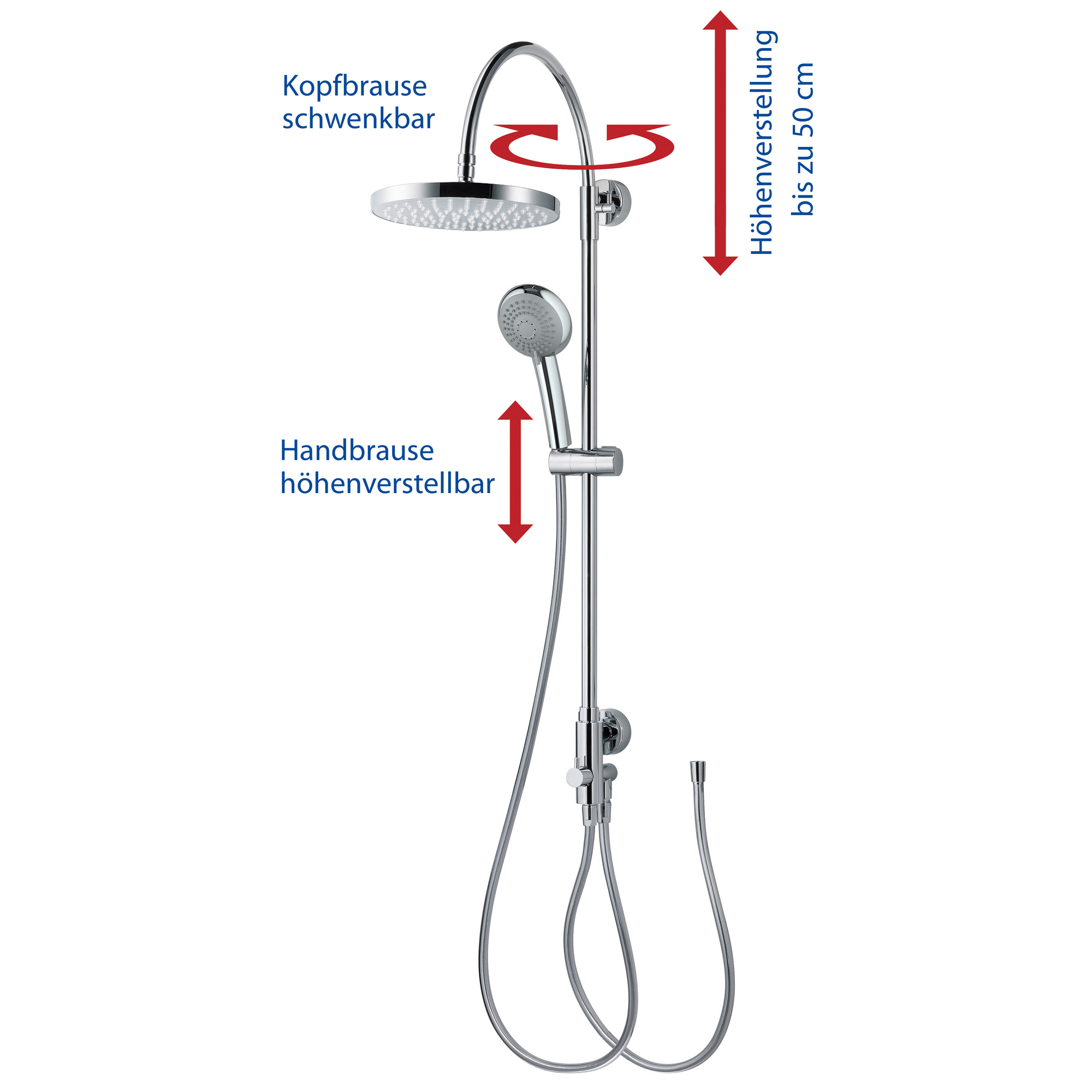 Duschsystem 'Aquamaxx 200' chromfarben runde Kopfbrause, für separate Armatur + product picture