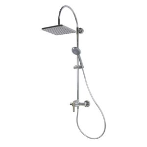 Duschsystem 'Aquamaxx 200' chromfarben mit Einhebelmischer, eckige Kopfbrause