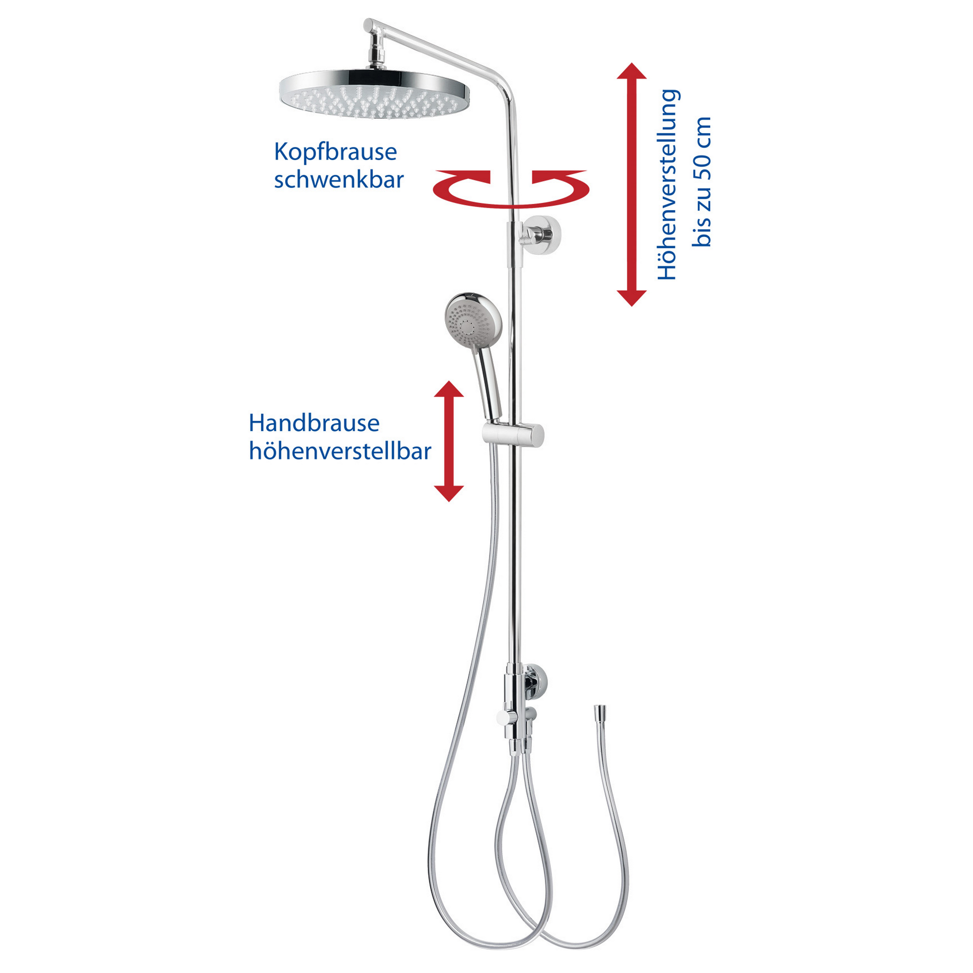 Duschsystem 'Aquamaxx 310' chromfarben runde Kopfbrause, für separate Armatur + product picture