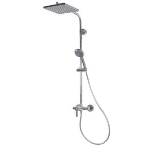 Duschsystem 'Aquamaxx 310' chromfarben mit Einhebelmischer, eckige Kopfbrause