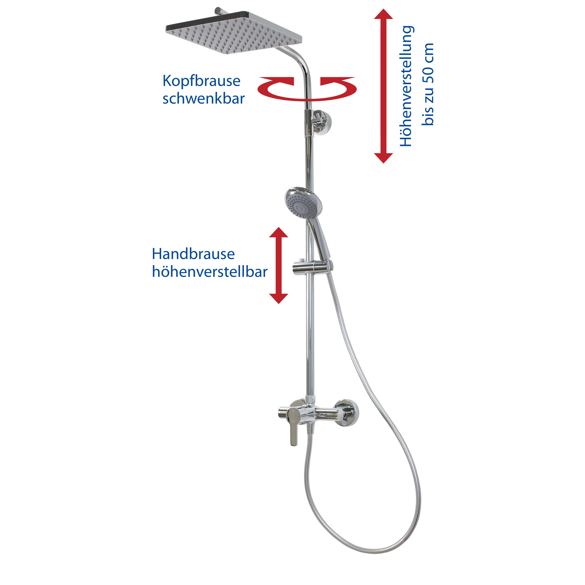 Duschsystem 'Aquamaxx 310' chromfarben mit Einhebelmischer, eckige Kopfbrause + product picture