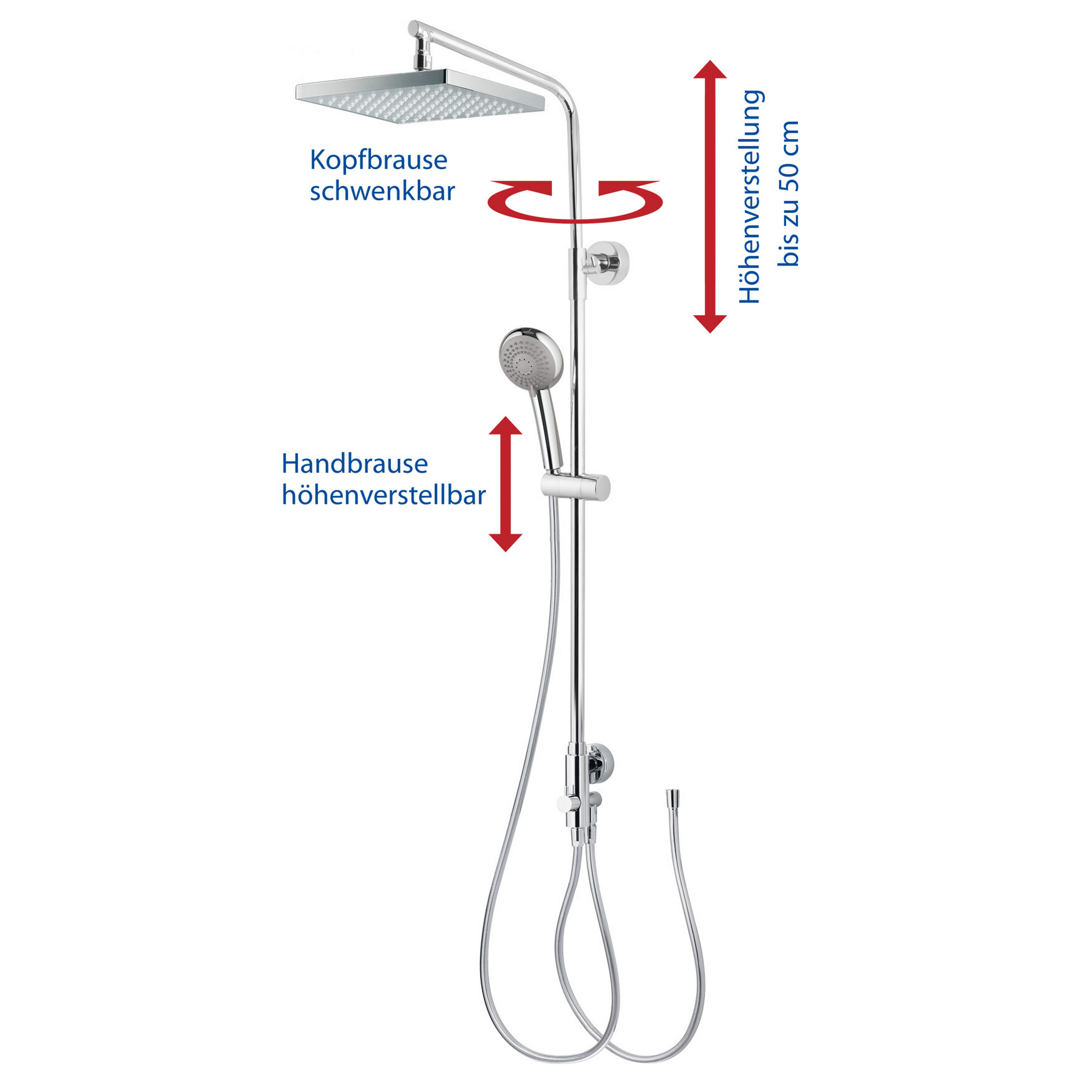 Duschsystem 'Aquamaxx 310' chromfarben eckige Kopfbrause, für separate Armatur + product picture