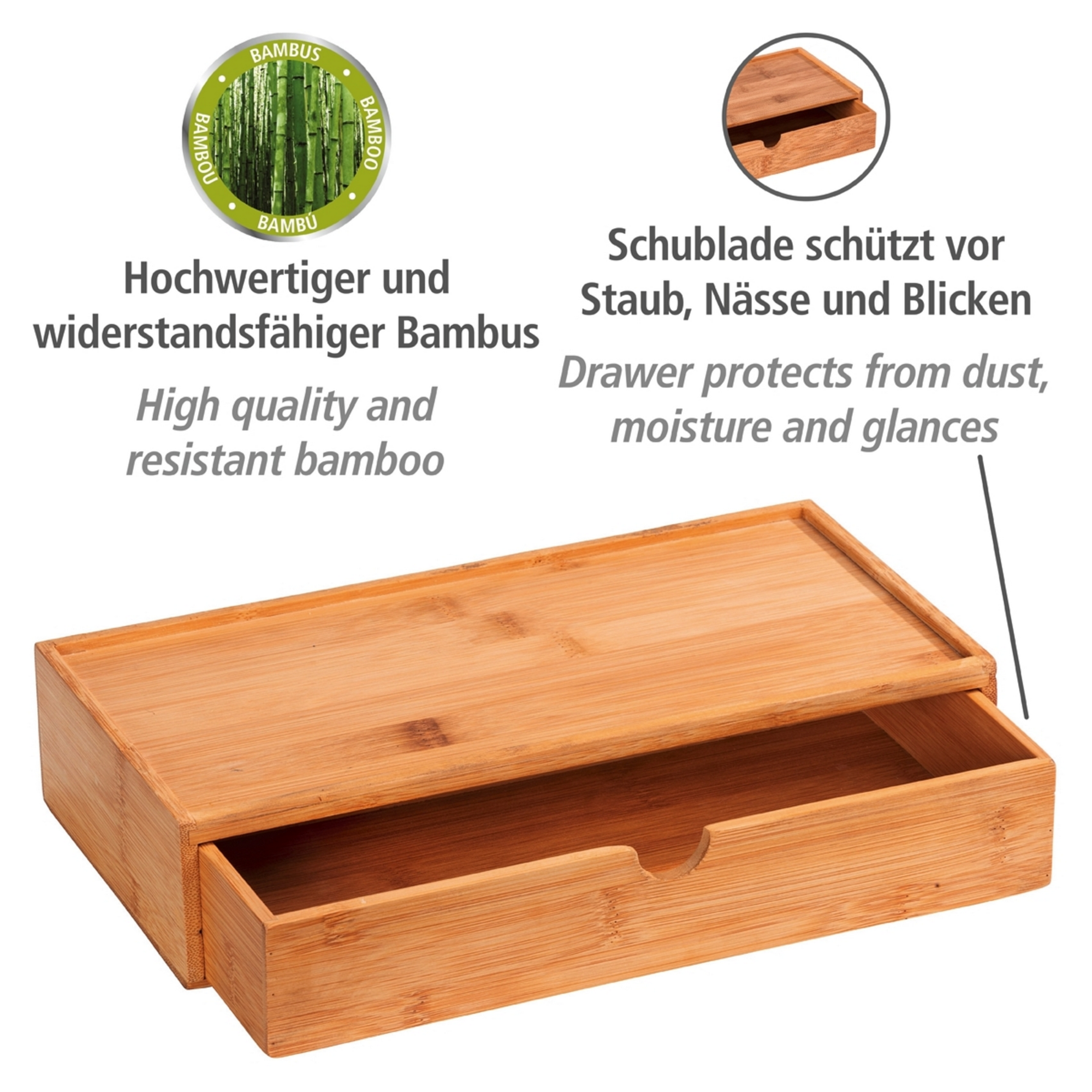 Aufbewahrungsbox 'Terra' Bambus mit Schublade 28 x 14 x 6 cm