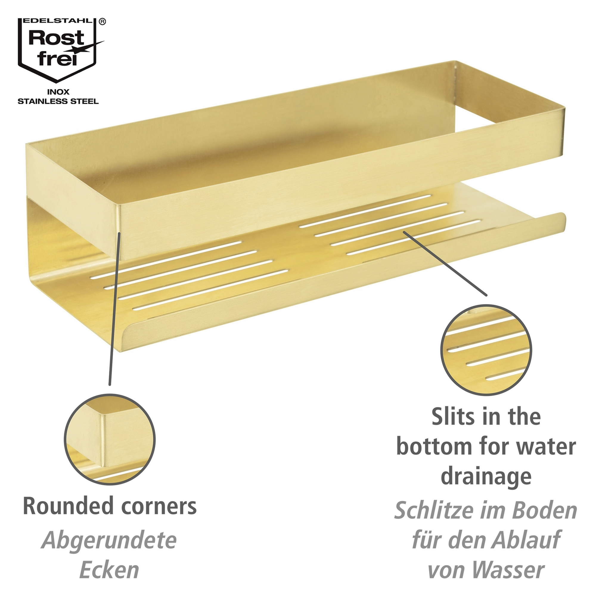 Wandablage 'Turbo-Loc® Genova' matt gold 30 x 10,5 x 8 cm + product picture