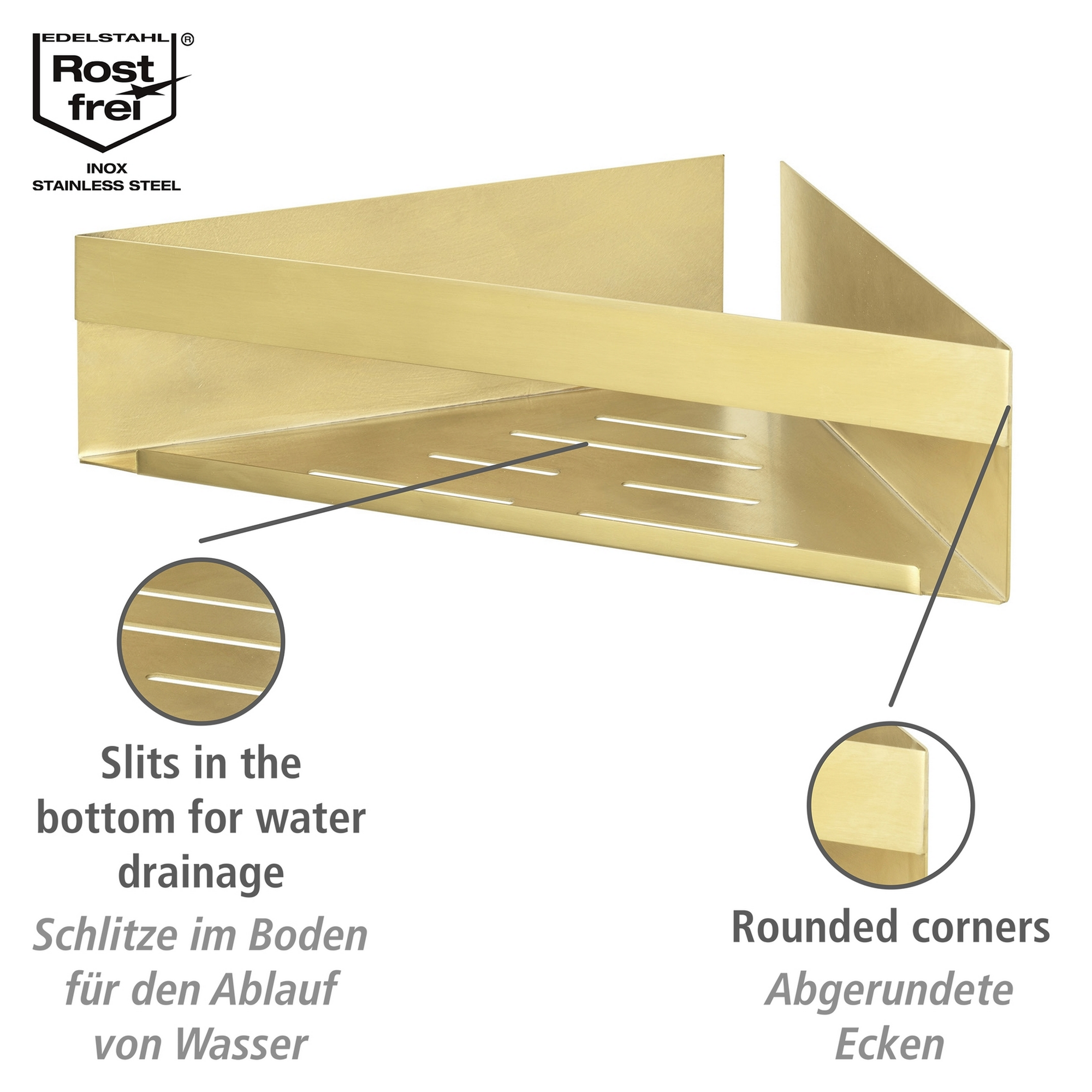 Eckablage 'Turbo-Loc® Genova' matt gold 36 x 17 x 8 cm + product picture