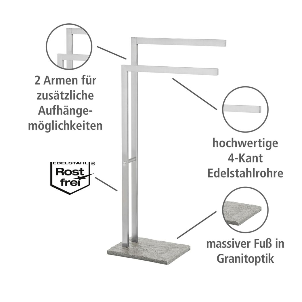 Handtuchständer Edelstahl mit Granitfuß
