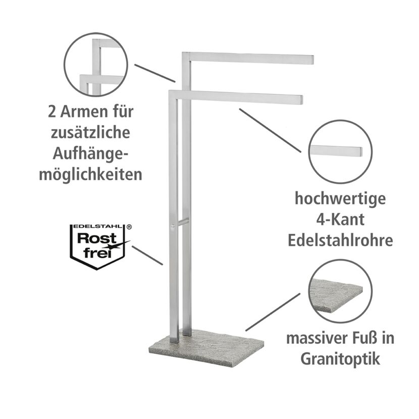 Handtuchständer Edelstahl mit Granitfuß