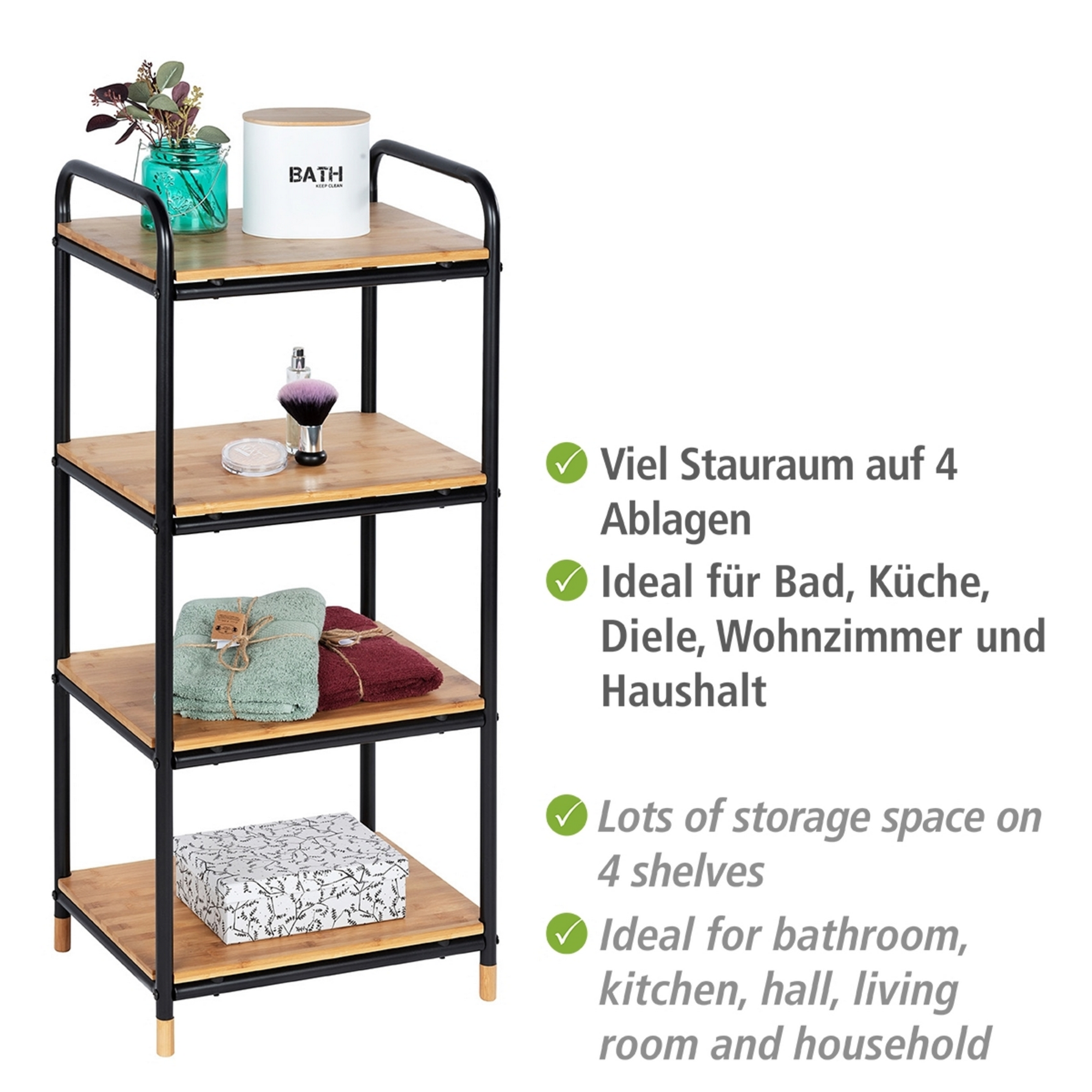 Regal 'Loft' Bambus/Metall 4 Böden 42 x 33,5 x 94,5 cm + product picture