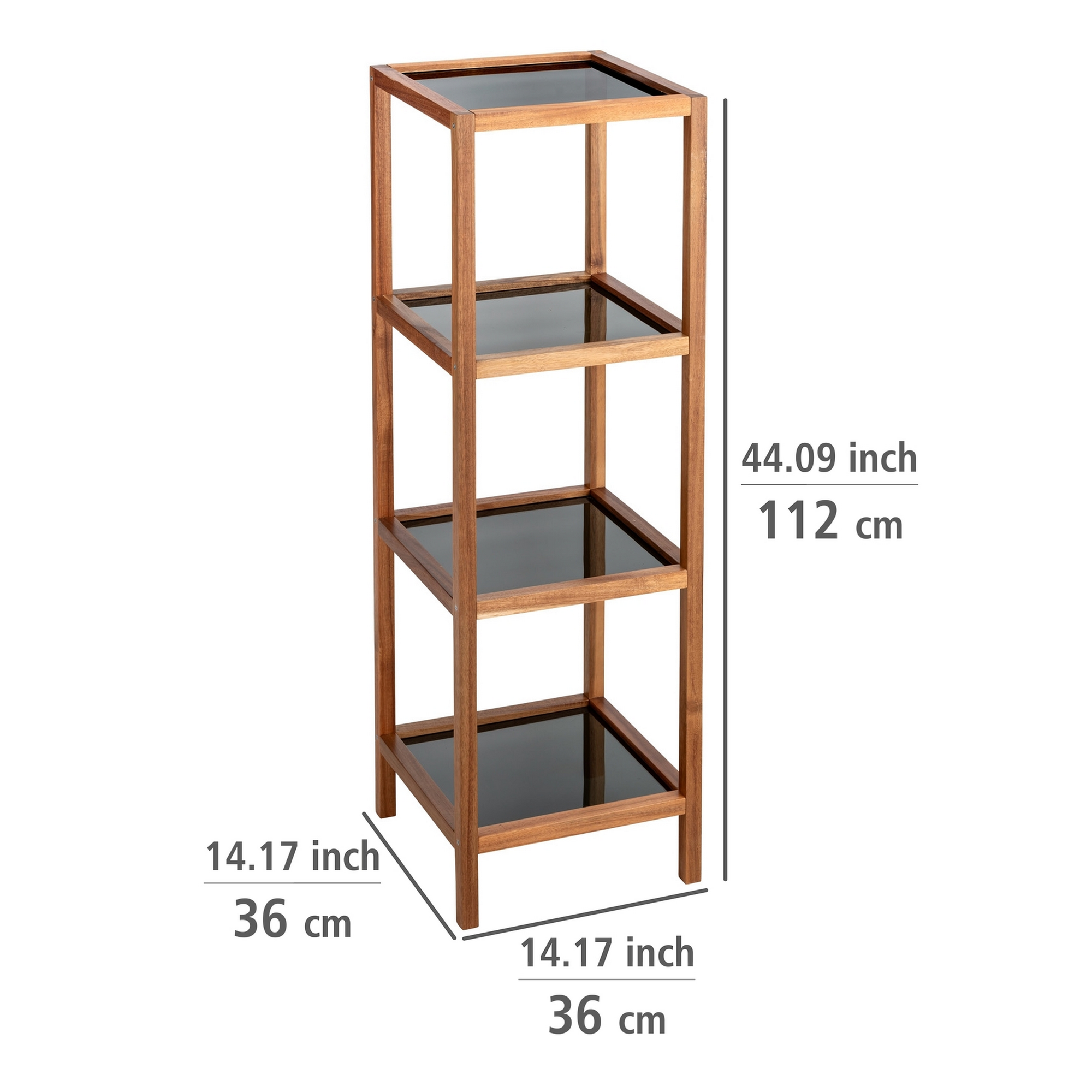 Bad-Regal 'Fondi' Akazienholz 4 Glasböden 36 x 36 x 112 cm + product picture