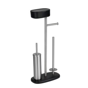 Stand WC-Garnitur 'Rivazza' 5-in-1 edelstahlfarben/schwarz mit Ablage