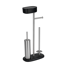 Stand WC-Garnitur 'Rivazza' 5-in-1 edelstahlfarben/schwarz mit Ablage