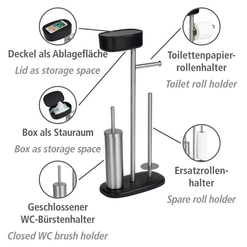 Stand-WC-Garnitur mit Bürste und Toilettenpapierhalter