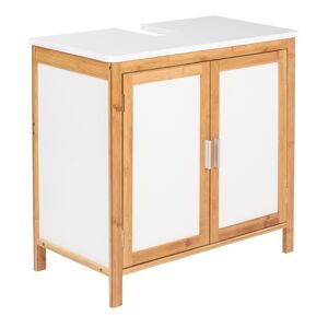 Waschbeckenunterschrank 'Finja' Bambus/MDF weiß 65 x 33 x 60 cm