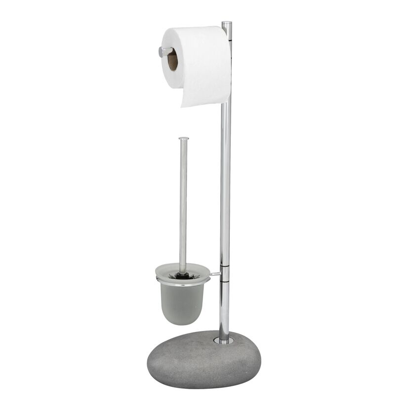 Stehende WC-Garnitur mit Toilettenbürste und Toilettenpapierhalter