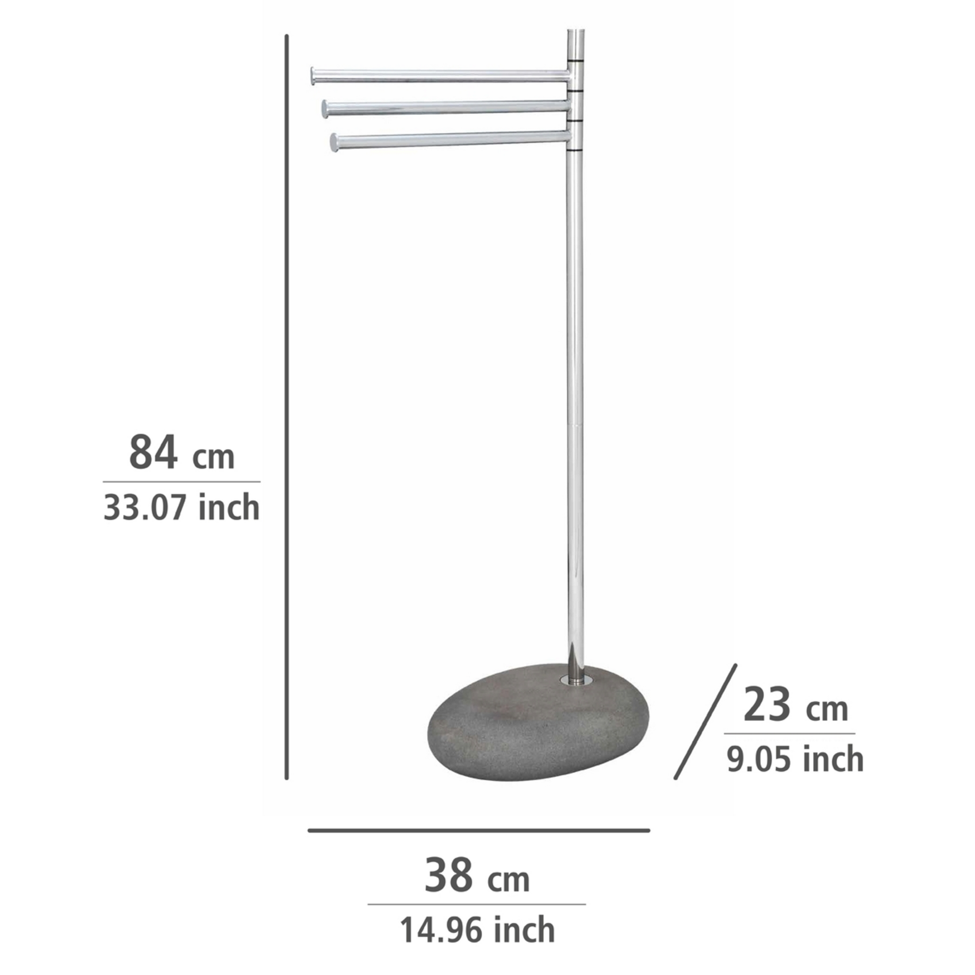 Handtuchständer 'Pepple Stone' chromfarben 3-armig 38 x 23 x 84 cm + product picture