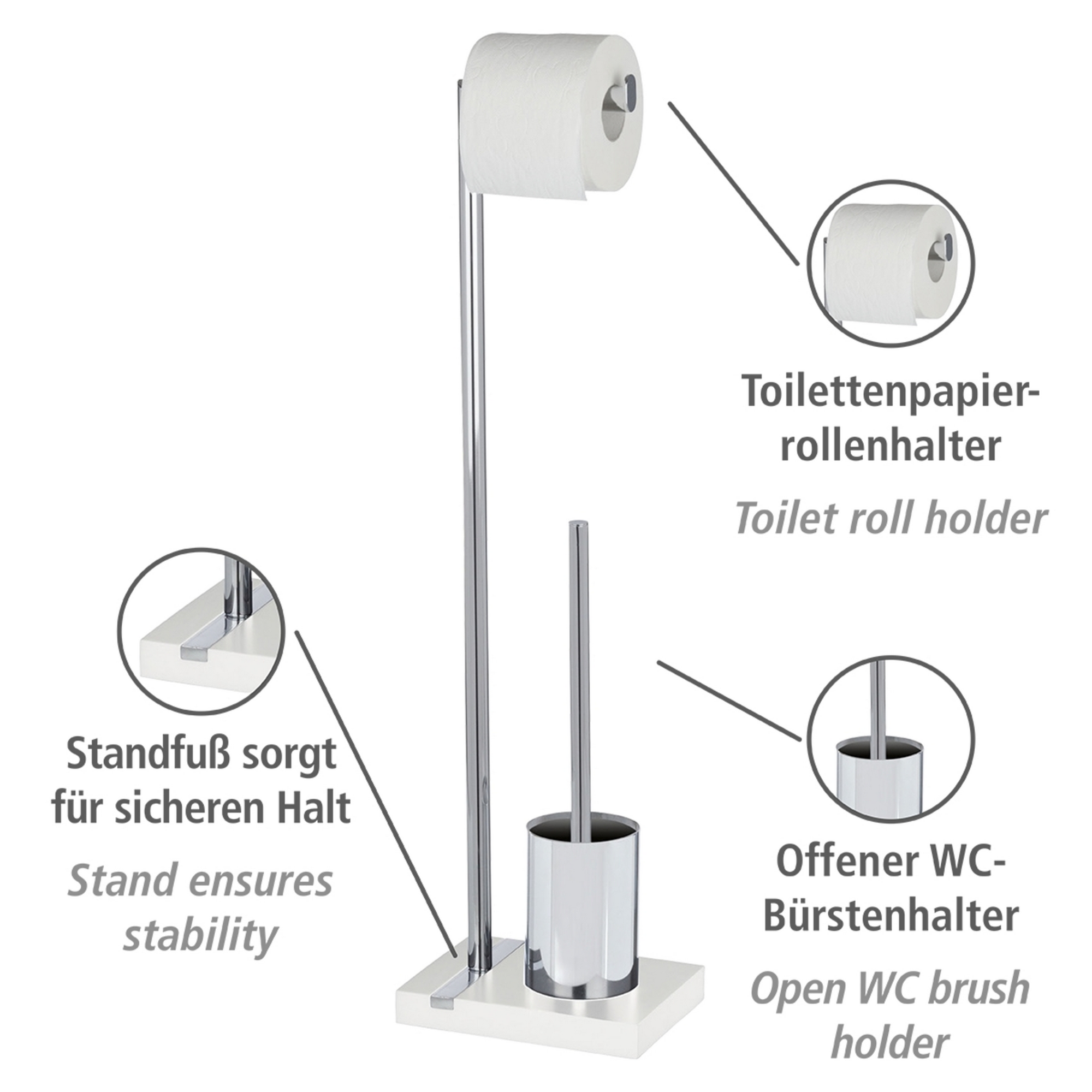 Stand WC-Garnitur 'Noble' 2-in-1 chromfarben/weiß + product picture