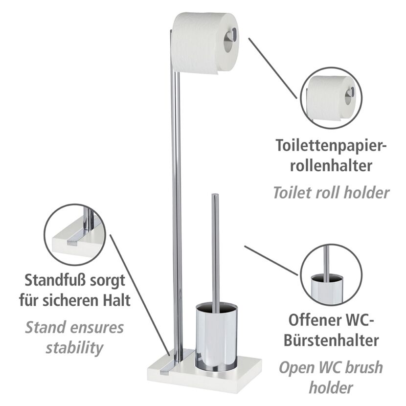 Stand-WC-Garnitur mit Toilettenpapierhalter und Bürstenhalter