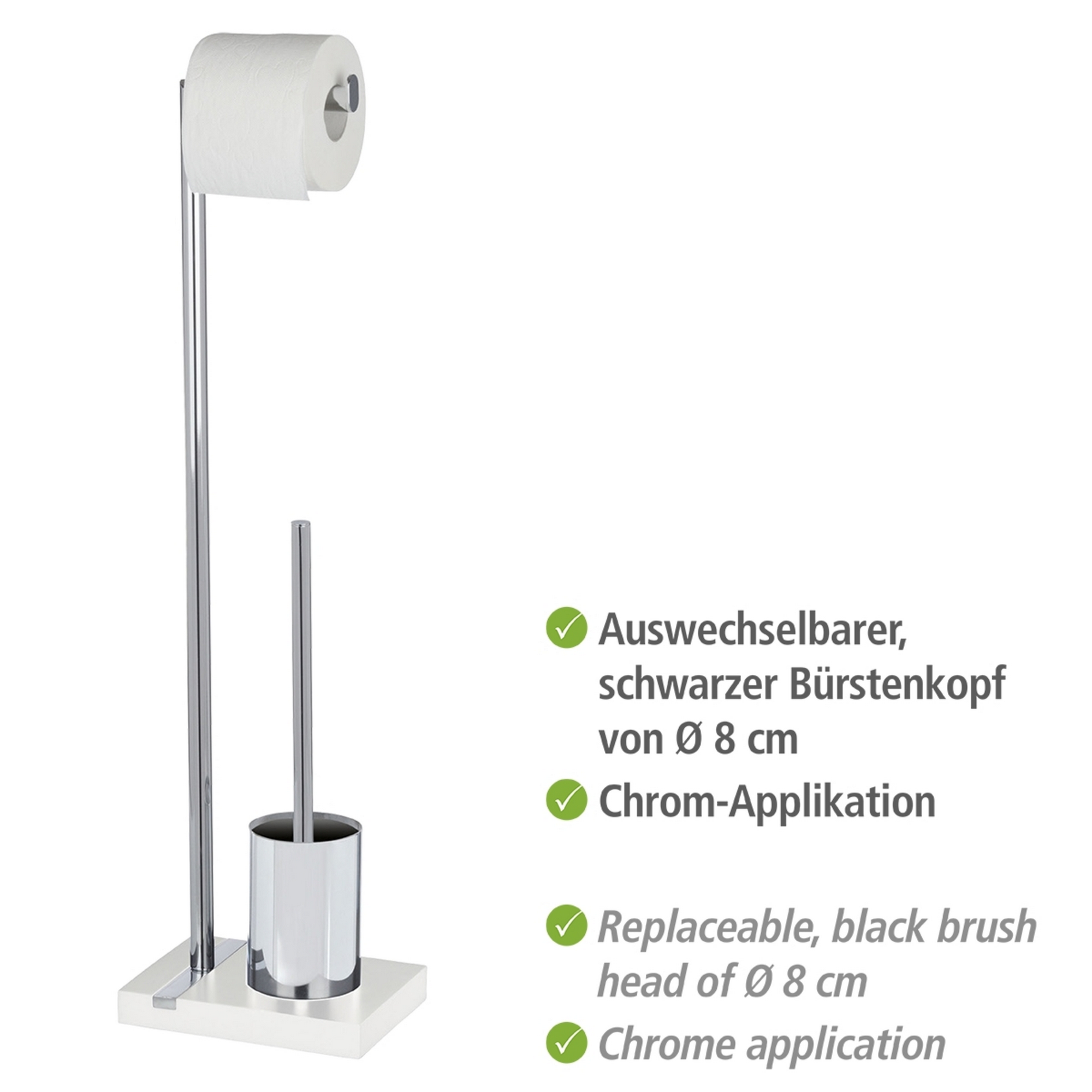 Stand WC-Garnitur 'Noble' 2-in-1 chromfarben/weiß + product picture