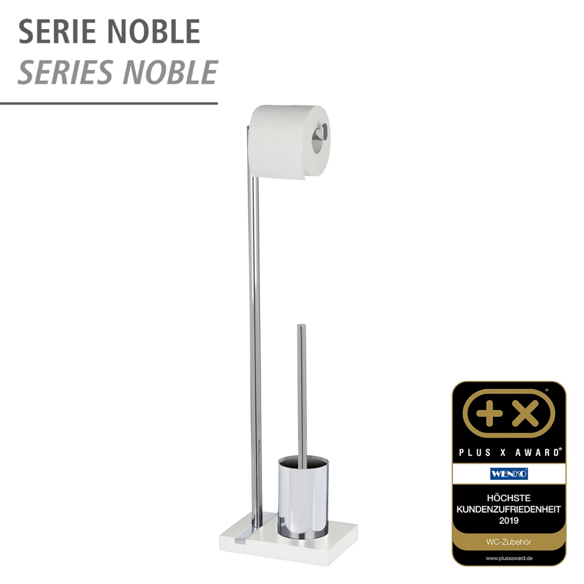 Stand WC-Garnitur 'Noble' 2-in-1 chromfarben/weiß + product picture