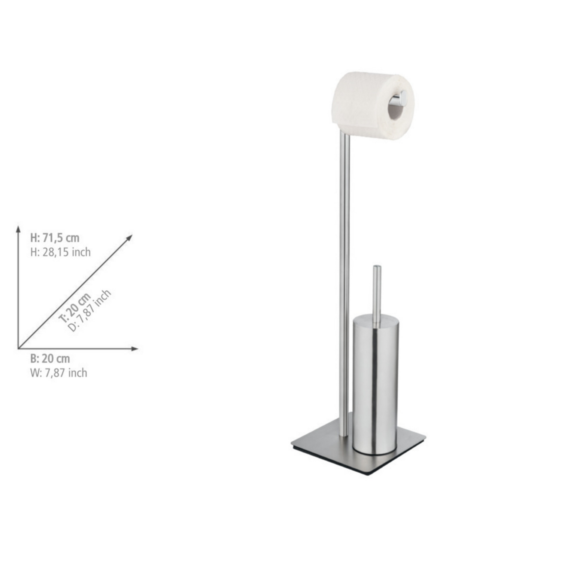 Stand WC-Garnitur 'Recco' 2-in-1 edelstahlfarben satiniert + product picture