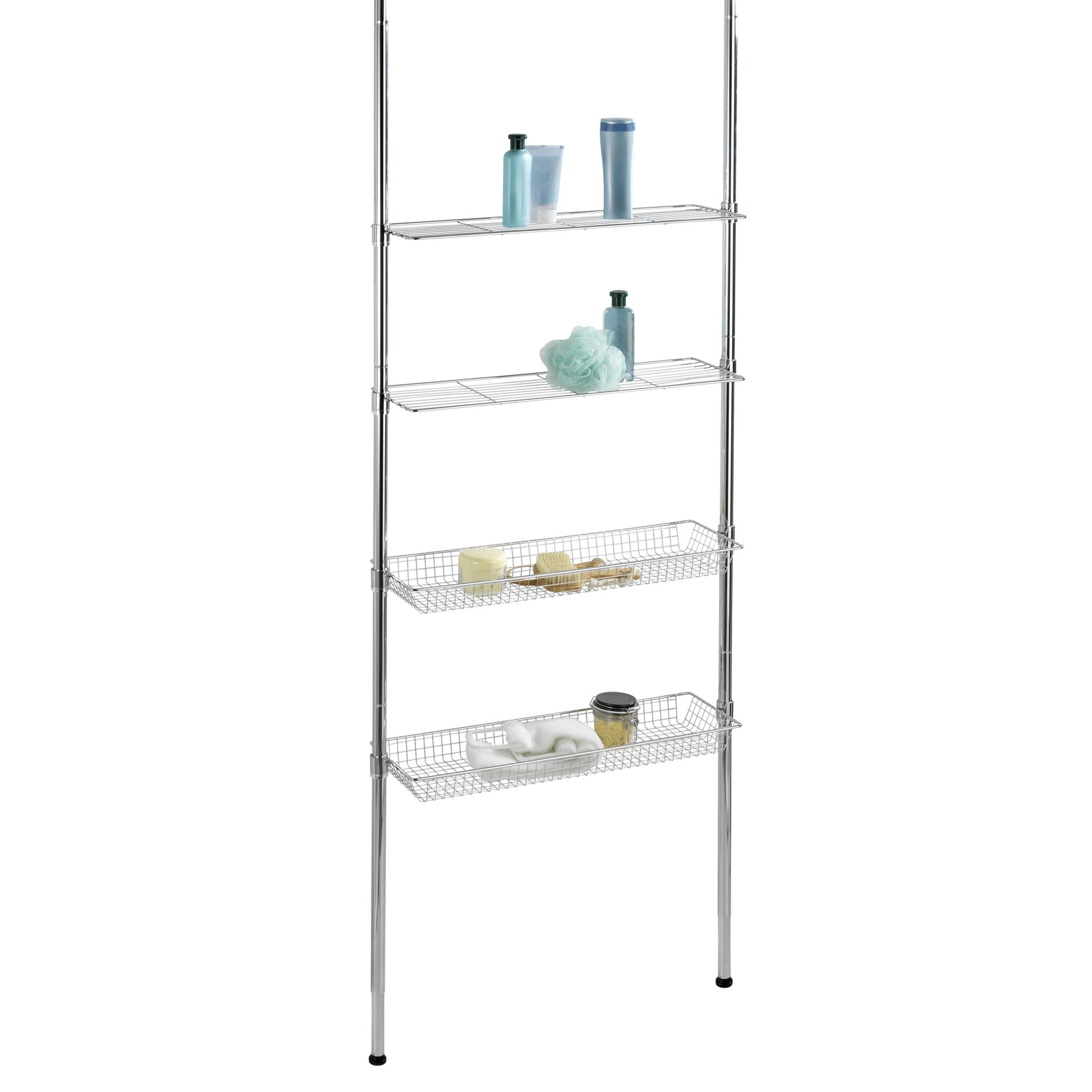 Teleskopregal 'Ellera' Edelstahl je 2 Ablagen/Körbe 65-285 cm + product picture