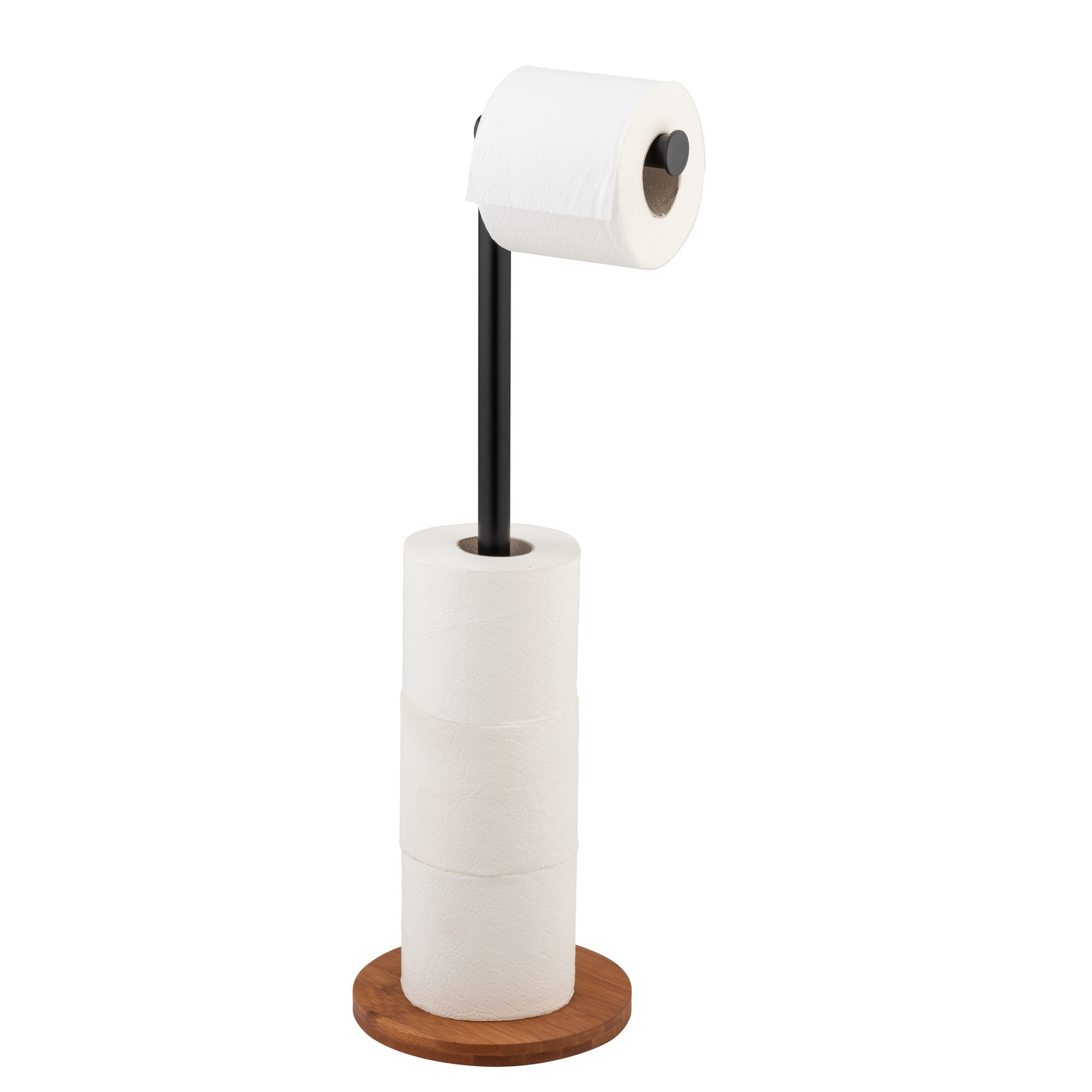 Stand Toilettenpapierhalter 'Serro' 2-in-1 Bambus/Edelstahl + product picture