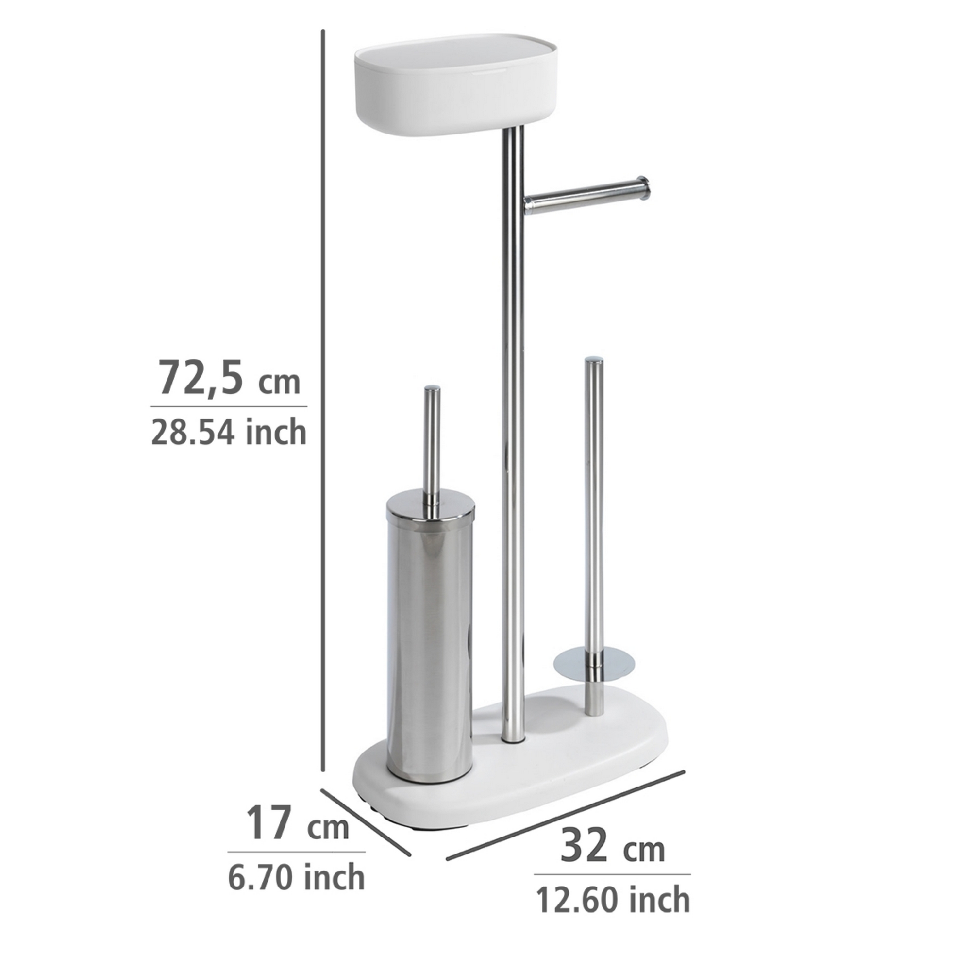 Stand WC-Garnitur 'Rivazza' 5-in-1 edelstahlfarben/weiß mit Ablage + product picture