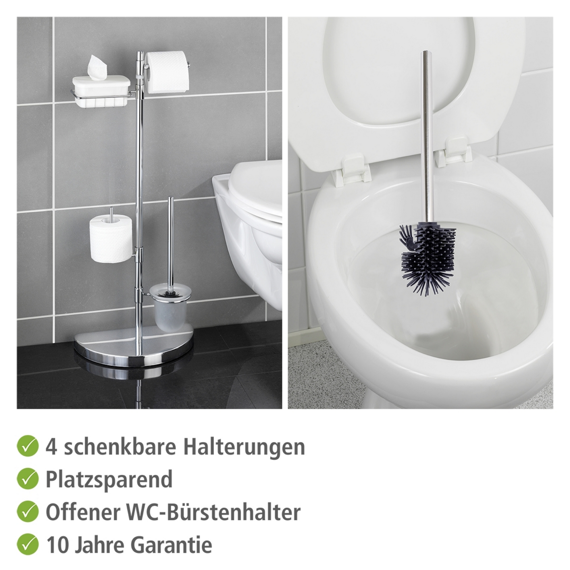 Stand WC-Garnitur 4-in-1 edelstahlfarben glänzend + product picture