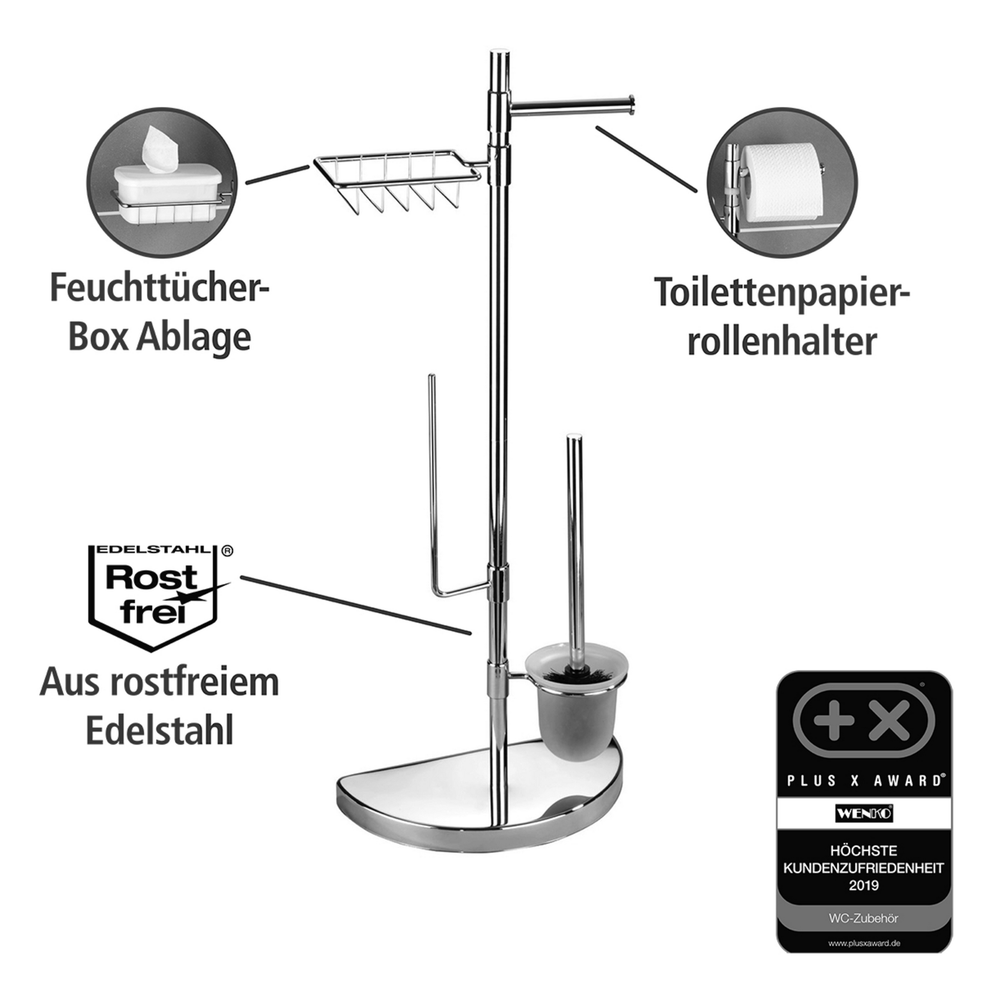 Stand WC-Garnitur 4-in-1 edelstahlfarben glänzend + product picture