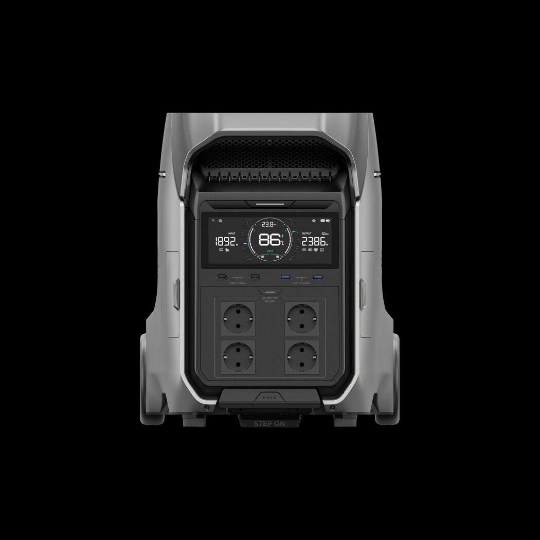 Tragbare Powerstation mit Display und Steckdosen