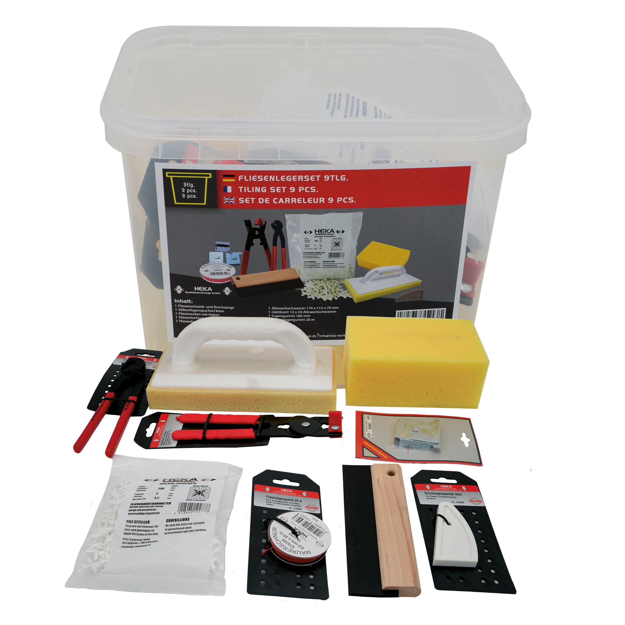 Fliesenlegerset 9-teilig im Eimer