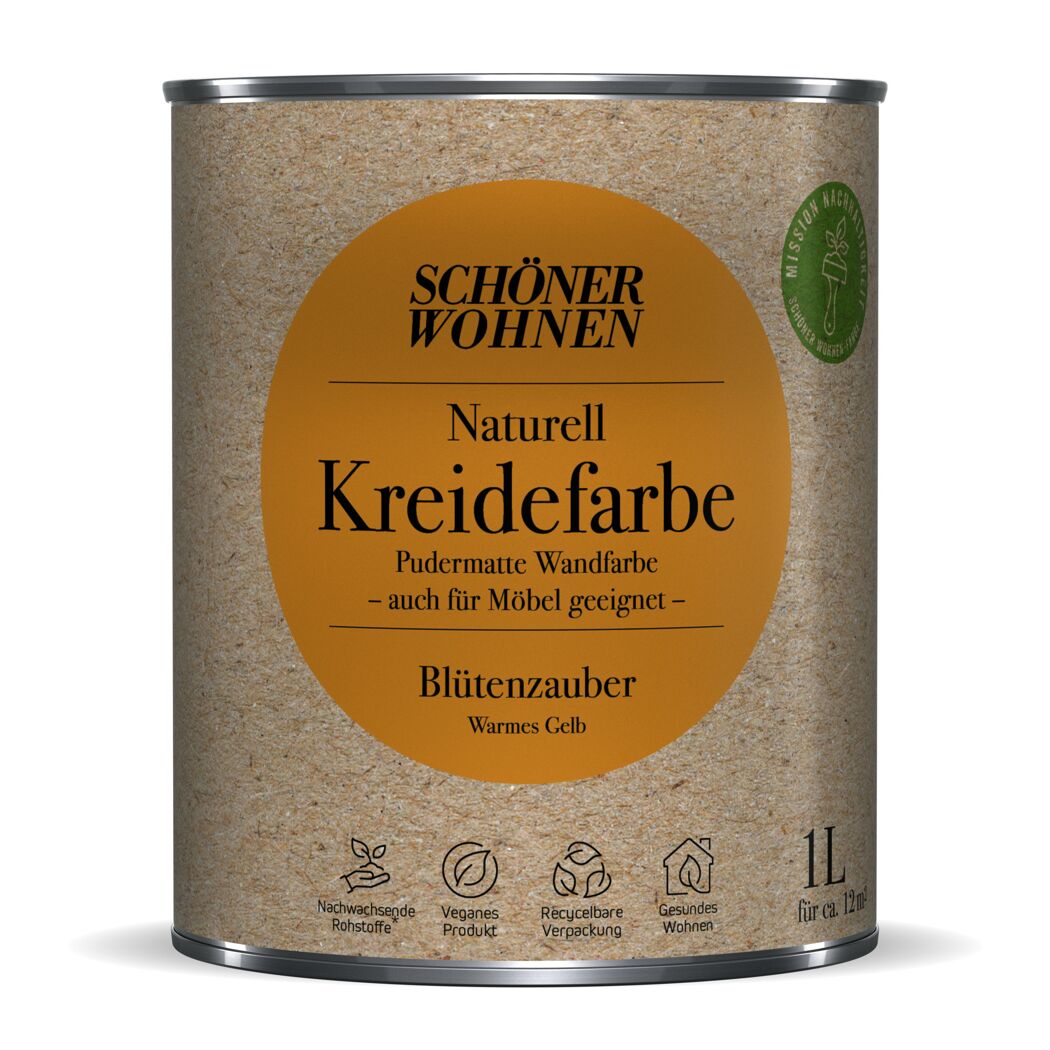 Naturell Kreidefarbe 'Blütenzauber' gelb matt 1 l