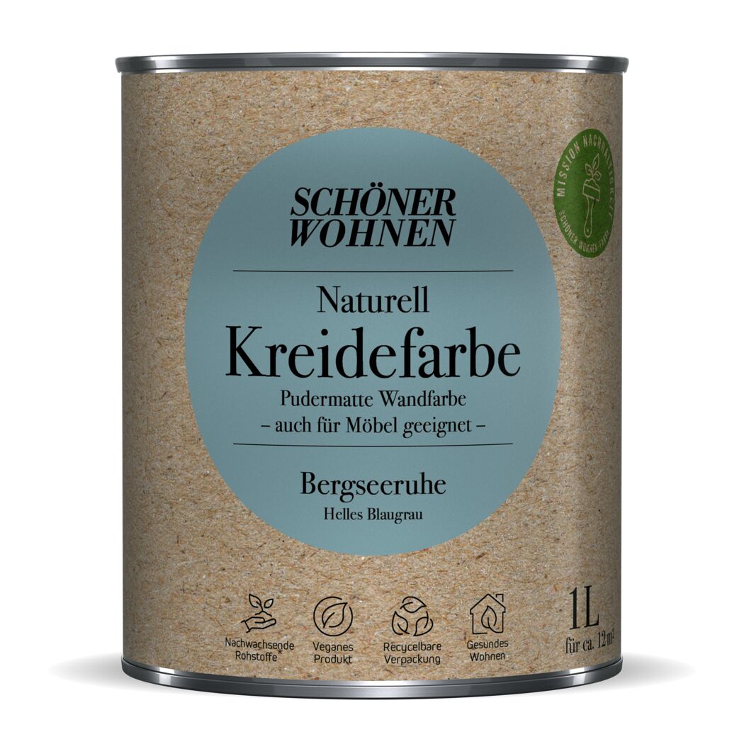 Naturell Kreidefarbe 'Bergseeruhe' blaugrau matt 1 l